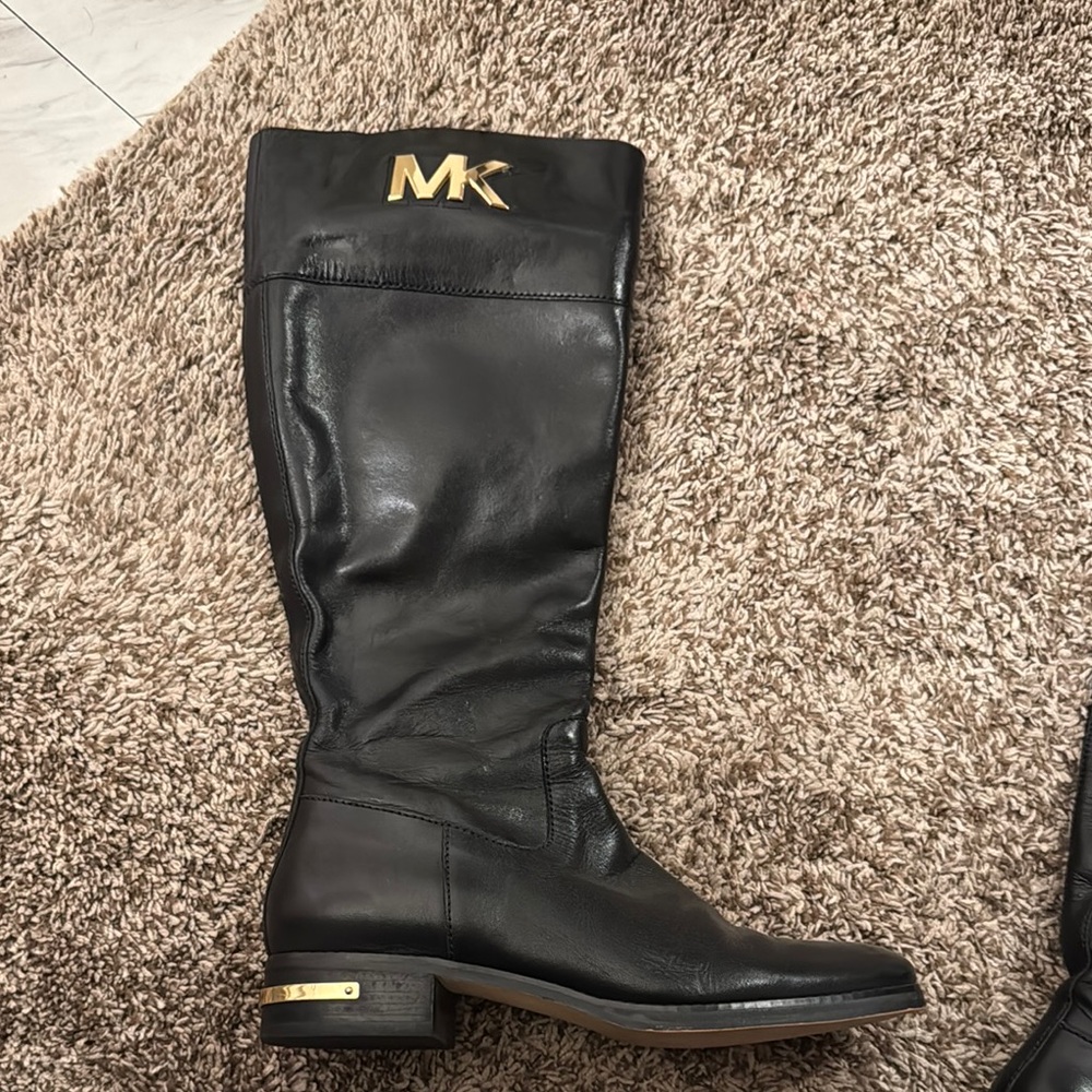 Michael Kors Black Leather Knee-High Boots
